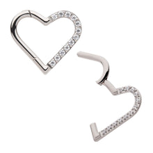 Load image into Gallery viewer, Titanium CNC Set Gem Heart Front Facing Hinged Segment Clicker
