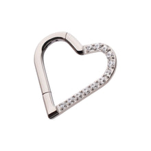 Load image into Gallery viewer, Titanium CNC Set Gem Heart Front Facing Hinged Segment Clicker

