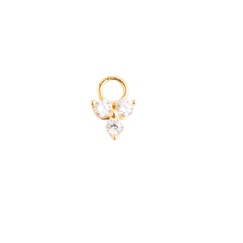 14Kt Yellow Gold Trinity with Prong Set Round Clear  CZ Charm