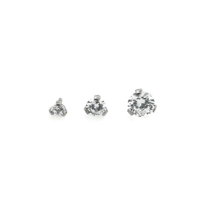 16g Titanium Internally Threaded Microdermal Top with Prong set Cubic Zirconia Gem